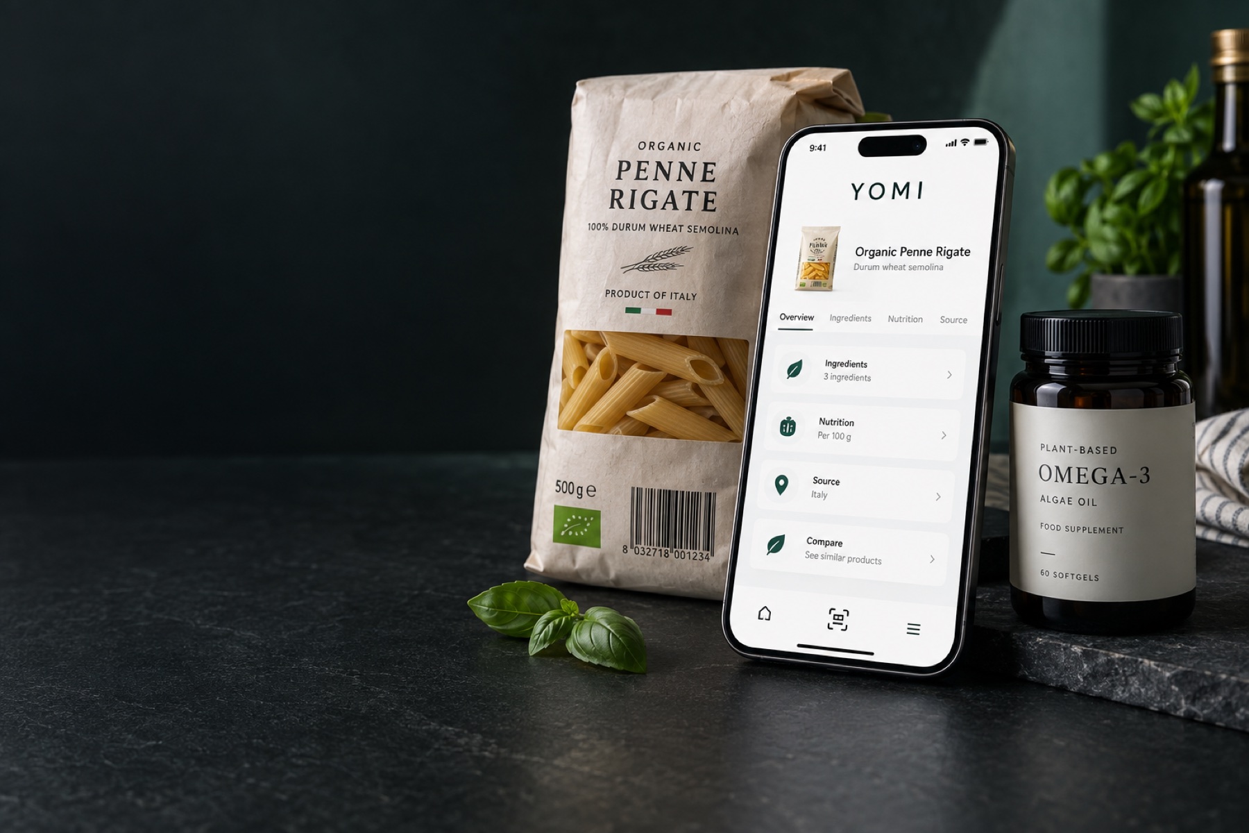 YOMI App Vorschau mit Produktansicht
